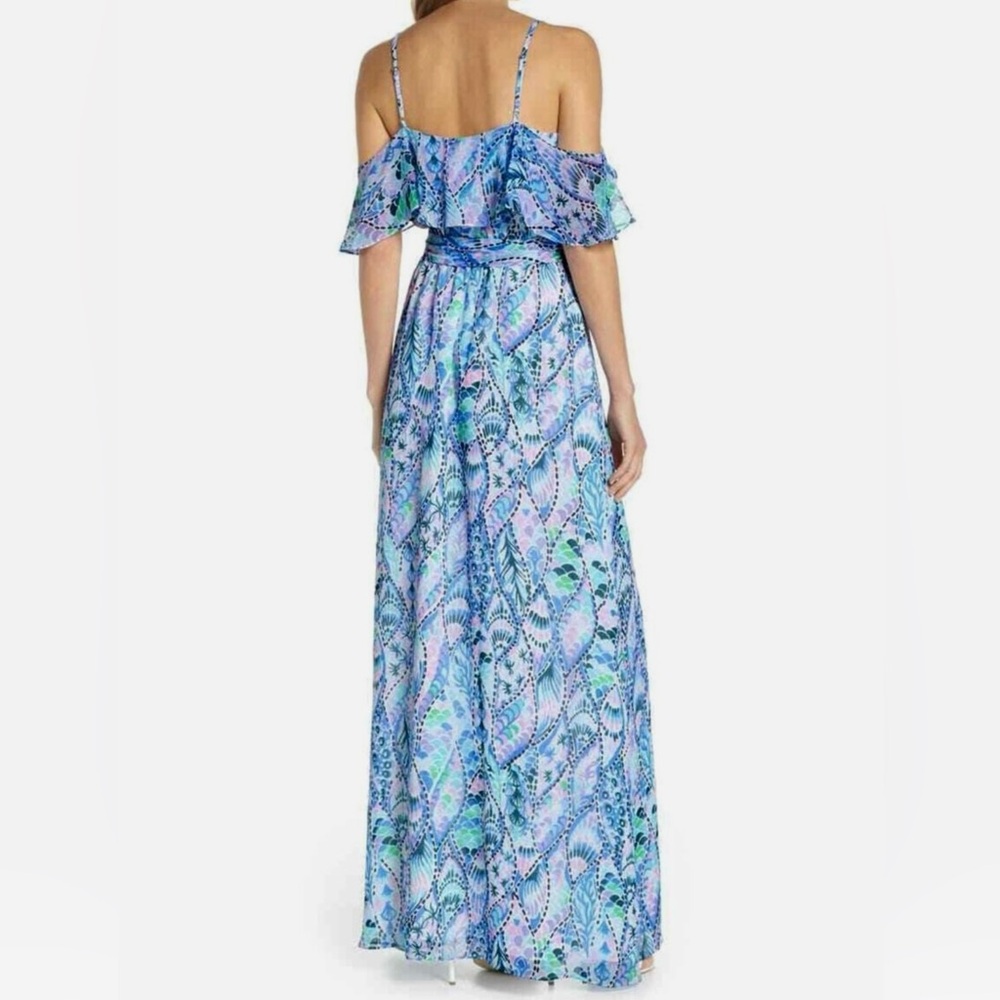 Lilly Pulitzer Blue Multi Paisley Off-Shoulder Maxi Dress - Picture 3 of 6